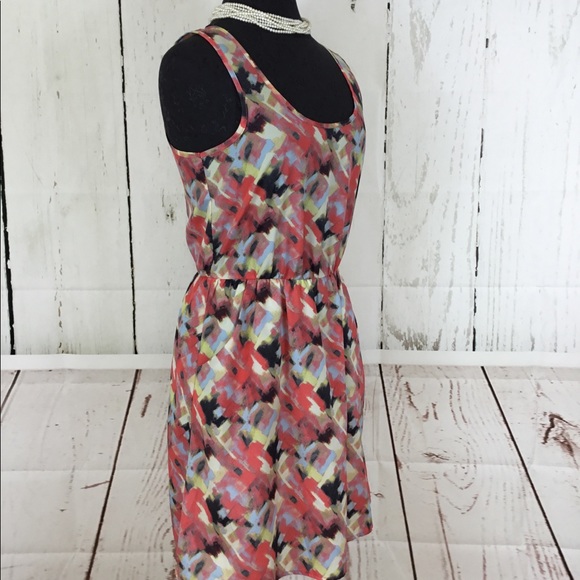 Lush Multi Color Summer Sun Dress Cut Out Back - Picture 3 of 7